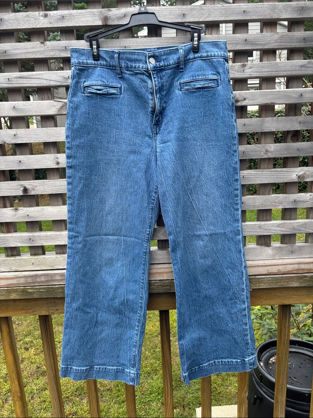 J. Crew Medium Blue Wide-Leg Denim Jeans Crop